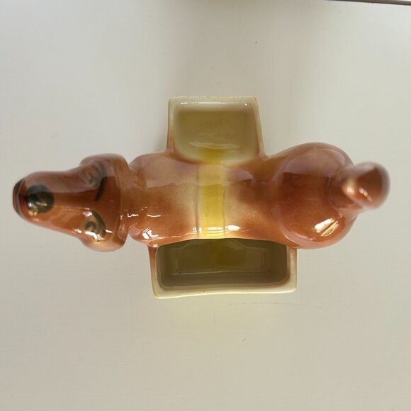 Vintage 1950s Ceramic Dachshund Wiener Dog Dresser Valet, Caddy, Planter - Picture 6 of 9
